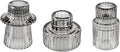 Double Sided Vintage Ribbed Taper Glass Candle Holders,Tea Candle Holder for Table Centerpieces, Wedding Decorations and Dinner Parties (Gray, 3 PCS)