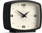 JONES CLOCKS® Film Desk Clock | Retro Rectangular Design | Black | Retro Design, Blending mid Century Style with a Punchy Modern Finish for Shelf, Table, Mantel or Bedside