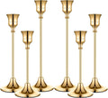 Candle Holder Gold Candlestick Holder Metal Taper Candle Holder Brass Gold Vintage Candle Stick Holders Set of 6 Table Centerpiece Decor for Dinning Party Wedding