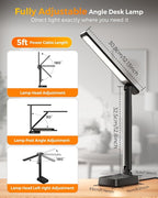 LED Desk Lamp for Office Home, Power Strip with 3 Outlets 4 USB Charging Ports(2 USBC), 4 Modes 5 Level Brightness Desk Light, Small Desk Lamp for College Dorm Room Essentials