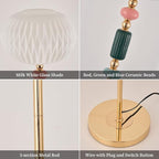 Floor Standing Tall Lamp Milk Glass Floor Lamp with Plug Switch Button for Living Room Bedroom Home Office