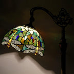 Tiffany Floor Lamp Stained Glass Lamp 18.88X12X67 Inch Angle Adjustable Arched Gooseneck Antique Reading Light (Amber Yellow Dragonfly)