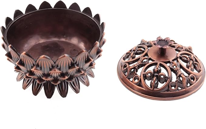 E-outstanding Mini Vintage Copper Cone Incense Holder Ash Catcher Lotus Incense Burner Bowl for Charcoal Disc, Sage Cones, Coil Incense