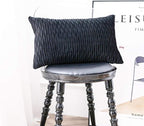 Black Striped Decorative Pillow Covers: 2 Pack 12x20 Inch Original Velvet Rectangular Throw Pillow Cases for Farmhouse Couch