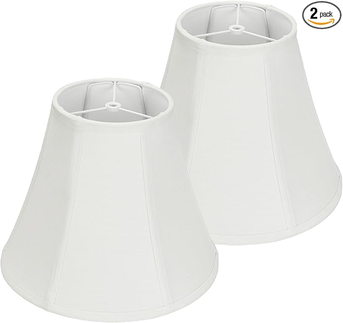 White Bell Lamp Shades Set of 2, 6.7" x 13" x 10.6" Fabric Replacement Lampshades for Table Lamps, Spider Fitter Lamp Shades for Home Decorative Lighting for Living Room, Bedroom, Study Room