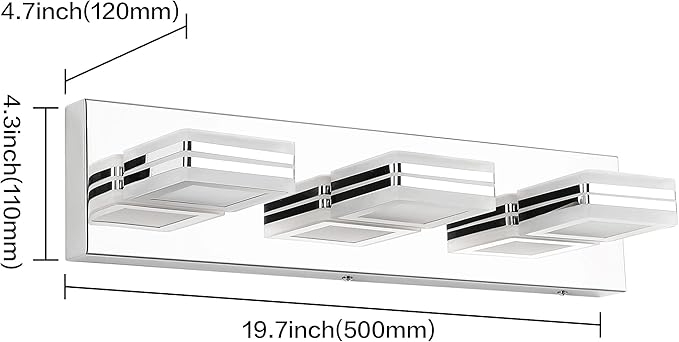 SOLFART 3 Light Modern Bathroom Lights Over Mirror Chrome Vanity Lighting Fixtures Gloss Chrome LED Bathroom Vanity Lights