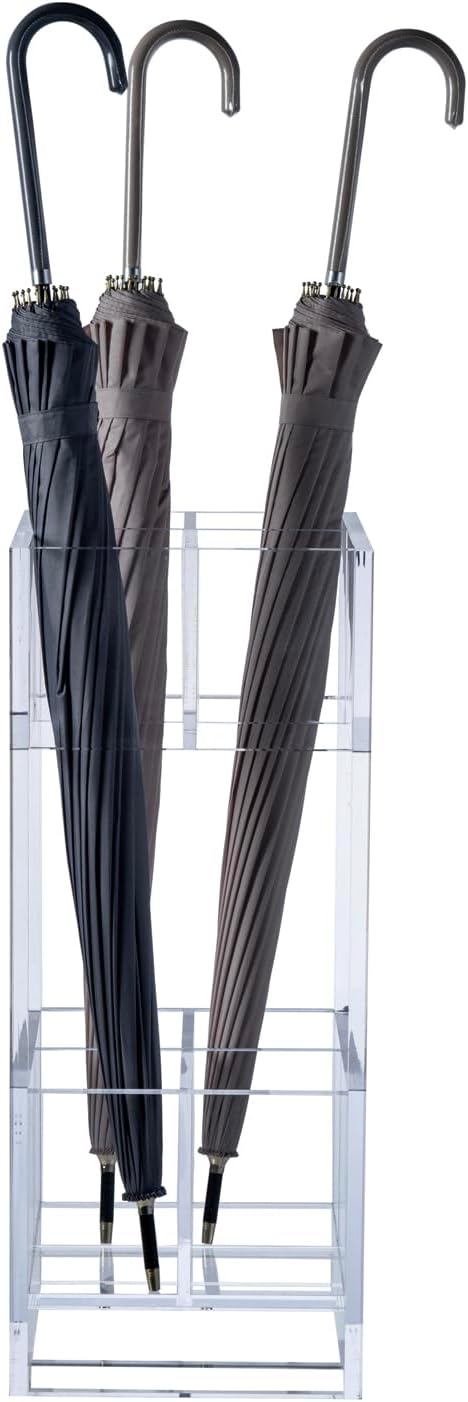 MyGift Premium Clear Acrylic Umbrella Holder Rack, Freestanding Commercial Grade Hotel Style Stand for Long and Short Umbrellas Home Storage