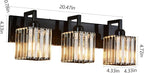 Modern Bathroom Vanity Light 3-Lights Plating Black Vanity Light Crystal Wall Light Bathroom Light Fixtures