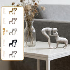Human and Dog Statue Decoration, Cute Pet Sculpture Home Decor Tabletop Ornament Figurines Office Living Room Bedroom Home, for Dog Lovers Friends Family Decoration, White Color