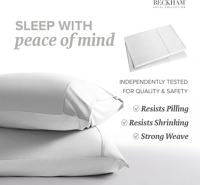 Beckham Hotel Collection Bed Pillows with Cooling Pillowcases for Hot Sleepers, Queen Size Sets of 2, Soft Down Alternative Pillow for Sleeping, Envelope Cases, White