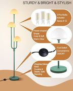 Lightdot 66IN Mushroom Floor Lamp 3-Lights Vintage Floor Lamps with 3000K Bulbs Included for Wedding Party Modern Dimmable Tall Standing Lamp for Living Room/Bedroom/Sofa Beside/Corner Decor-Green