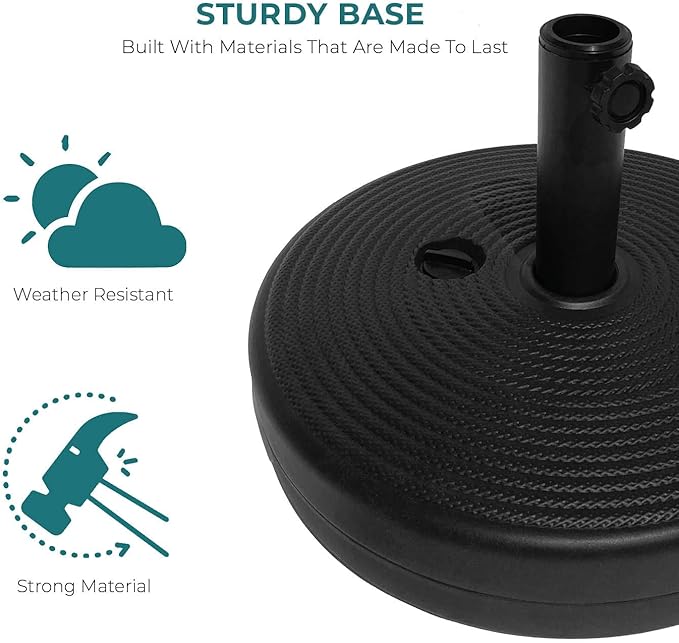17L Round 18" Water/Sand Fillable Patio Outdoor Umbrella Base Stand w/Handle Carrier - Backyard Expressions