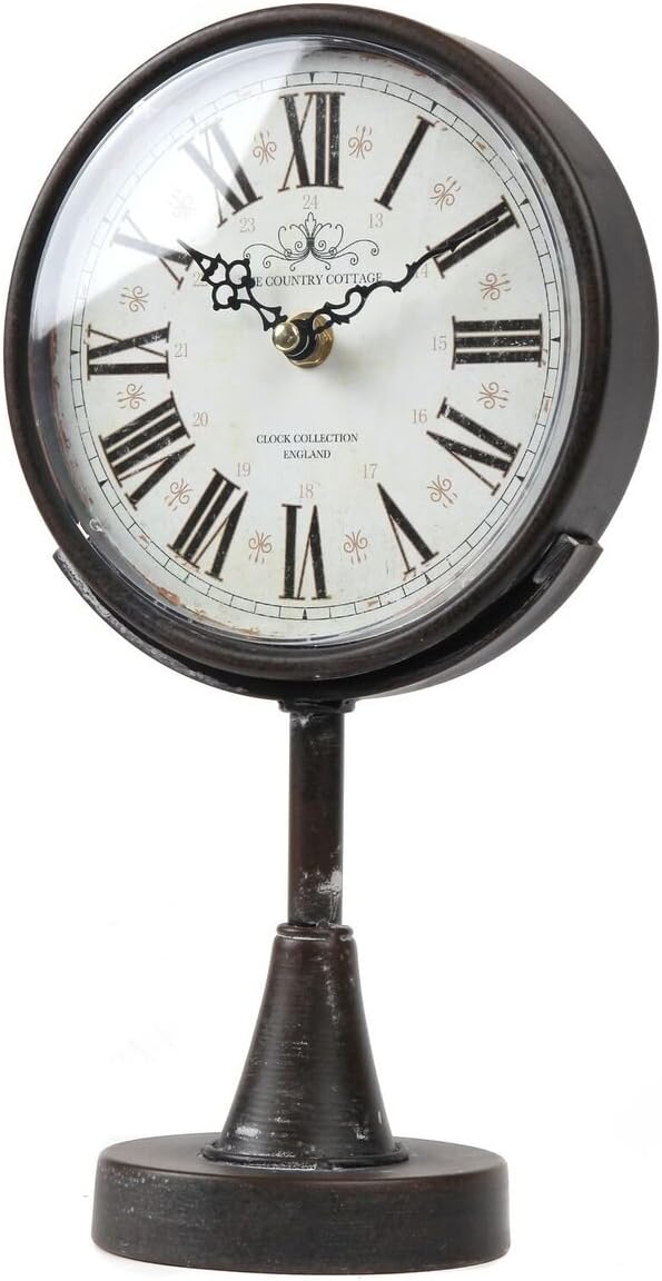 Lily's Home Antique Inspired Decorative Mantle Clock with Large Roman Numerals, Silent-Non-Ticking with Quartz Movement, Fits with Victorian or Antique Décor Theme, Black (11 3/4" Tall x 6 1/2" Wide)
