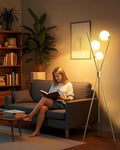 Lightdot Tripod Floor Lamp Stepless Dimmable Globe Modern Floor Lamp Gold Standing Lamps with 3PCS 3000K Bulbs Included Mid Century Modern Floor Lamps for Living Room/Bedroom/Sofa Beside/Corner Decor