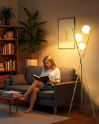 Lightdot Tripod Floor Lamp Stepless Dimmable Globe Modern Floor Lamp Gold Standing Lamps with 3PCS 3000K Bulbs Included Mid Century Modern Floor Lamps for Living Room/Bedroom/Sofa Beside/Corner Decor