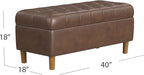 Homepop Home Decor | Tufted Ainsley Button Storage Ottoman Bench with Hinged Lid | Ottoman Bench with Storage for Living Room & Bedroom, Brown Faux Leather