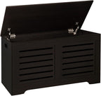 DINZI LVJ Storage Chest, 39.4”Wooden Toy Box with 2 Safety Hinges, Retro Entryway Shoe Storage Bench with Flip-Top, Sturdy Large Storage Trunk for Living Room, Bedroom, Easy Assembly, Espresso