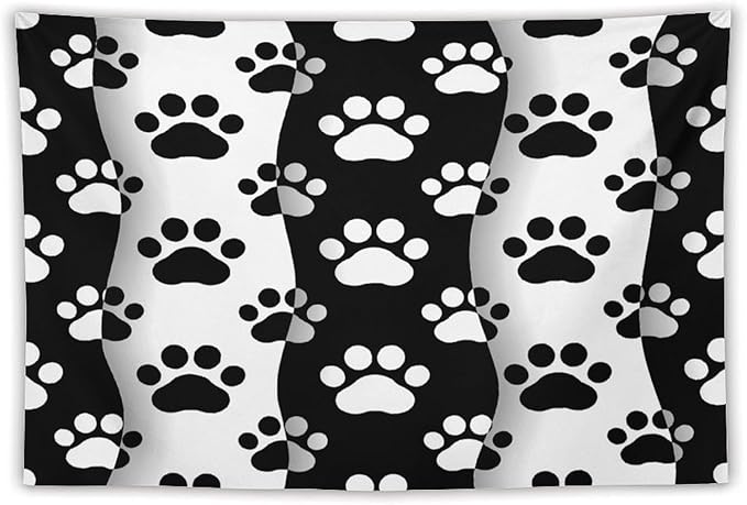 VUMIVI Pet Paws Tapestry Cute Puppy Kitten Black White Animal Paws Modern Funny Art Tapestry Wall Hanging for Living Room Bedroom Dorm Classroom Aesthetic Decor W60xL40in