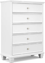 Signature Design by Ashley Fortman Casual 5 Drawer Chest for Bedroom, White