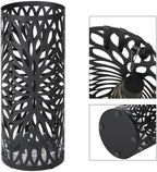 SONGMICS Umbrella Stand, Umbrella Holder for Entryway, Steel Round Umbrella Rack Freestanding, for Canes Walking Sticks, with a Detachable Drip Tray, 2 Long and 2 Short Hooks, Matte Black ULUC20B