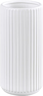 White Ceramic Flower Vase for Pampas Grass, 10 inch Large Decorative Centerpiece Ribbed Vase for Dining Table, Office Desktop, Shelf Bookshelf, Mantel, Entryway, Bathroom, Countertop, Farmhouse, Gift