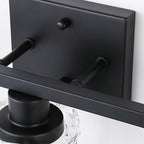 3 Light Matte Black Bathroom Vanity Light Over Mirror, Modern Vanity Lighting with Crystal Glass Shade, Wall Mount Bathroom Light Fixtures, E26 Base