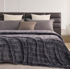 Oversized King Fleece Blanket 120x138 Inches, Seamless Soft Cozy 3D Jacquard Flannel Blanket 10'x11.5' Extra Large for Bed, Sofa, Couch, Travel & Camping, California King Throw, Dark Grey