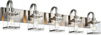 Bathroom Vanity Light 5-Light Wall Sconce Lighting Modern Wall Light with Clear Glass Shade Modern Brushed Nickel Wall Lamp Mounted Lights Over Mirror for Living Room, Bedroom, Hallway