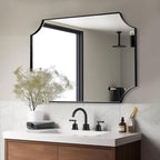 ANDY STAR 30x48 Inch Mirror, Matte Black Bathroom Vanity Mirror, Scalloped Rectangle Mirror in Premium Stainless Steel Metal Thin Frame Deep 1", Large Wall-Mounted Mirror (Horizontal/Vertical)