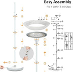 BoostArea Torchiere Floor Lamp, 24W Super Bright LED Standing Lamp, Stepless Dimmable Pole Lamp with 3000K Lighting, Glass Lampshade, 71Inch Tall Metal Modern Floor lamps for Living Room/Bedroom White