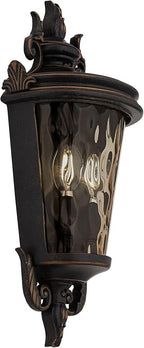 John Timberland Casa Marseille Vintage Outdoor Wall Light Fixture Veranda Bronze 17" Champagne Hammered Glass for Exterior House Porch Patio Outside Deck Garage Yard Front Door Garden Home