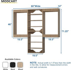 Modular Closet Organizer - 60" Wide Wardrobe Storage with Wood Towers for Walk In Closets - Wall Mounted