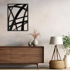 SIGNLEADER Metal Wall Art Decor Black Line Abstract Geometric Minimalist Modern Abstract Wall Sculpture Hangings Home Decoration for Living Room, Bedroom, Bathroom, Kitchen, Outdoor - 30" Black