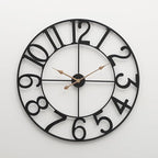 Modern Industrial Wall Clock with Cutout Metal Numerals, Grey and Gold Vintage Luxury Design for Living Room and Office Decor, 30 Inch