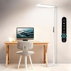 JINIU 150W 11000LM Full-Spectrum 79" LED Floor Lamp, Bridgelux Thrive™ Eye-Care Standing Lamp, Dimmable 4000K Natural Daylight, Motion Sensor for Home Office, Playroom, Special Nightlight for Bedroom