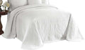 King Charles Modern Farmhouse Floral Matelasse Bedspread, 100% Cotton Breathable Bedding, Full/Queen, White
