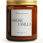 Somke Vanilla Scented Candles for Home, 9oz Natural Soy Wax Aromatherapy Organic Vanilla Candle for Stress Relief, Long Burning & Lasting Jar Candle Gifts for Birthday, Christmas, Thanksgiving