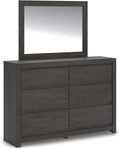 Signature Design by Ashley Parlayon Modern 6-Drawer Dresser and Mirror with Anti-Tipping Restraint, Black