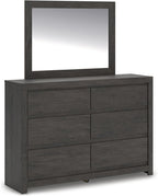 Signature Design by Ashley Parlayon Modern 6-Drawer Dresser and Mirror with Anti-Tipping Restraint, Black