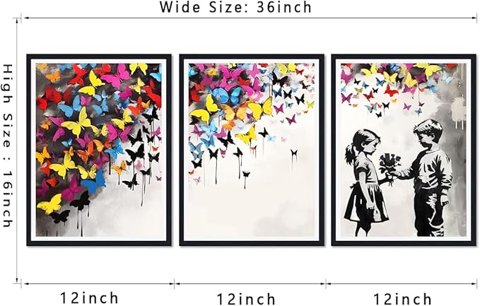 Novatique Colorful Graffiti Wall Decor Banksy Graffiti Wall Art Abstract Street Art Colorful Cool Posters Painting for Bedroom Bathroom,12" x 16" x 3Pcs