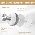 4Pcs New Model No-Drill Suction Cup Hooks for Door Wreaths, Wreath Hangers for Front Door, Suction Cup Hooks for Shower, Removable, Waterproof & Rustproof (Silver)