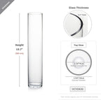 WGVI Quality Thick Weighted Tall Clear Cylinder Glass Vases, 4" W x 20" H, Flower Arrangement Floating Candle Holders Wedding Centerpieces Event Floral Container Tabletop Display Décor, 1 Piece