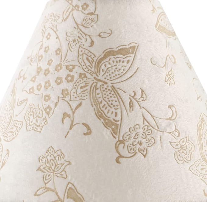 Aspen Creative 58758, Hardback Empire Transitional UNO Lamp Shade, Cream Butterfly Pattern, 4" Top x 10" Bottom x 7" Slant Height, Slip UNO 33mm