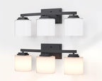 Adam Modern 3-Light Vanity Light Industrial Wall Sconce Lighting Fixture with Etched Glass Shade in Dark Bronze Black Finish for Bathroom, Hallway, Kitchen, Mirror