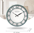 Presentime & Co 13" Farmhouse Series Wall Clock, Shiplap Style, Silent No Ticking, Coastal Clock, Raised 3D Arabic Numeral, Aged Teal Finish
