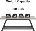 FOLUBAN Industrial Coffee Table, Rustic Wood and Metal Center Table with Storage, Modern Rectangle Cocktail Tea Table for Living Room Office, Light Grey, 47 Inch