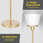 Standing Lamp for Bedroom, Gold Floor Lamp with White Plastic Shade, Modern Tall Standing Lamps Bright Floor Lamp for Living Room Office, Bulb Not Included.