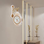 Cream Double Sided Large Wall Clock, Elegant, Traditional, Vintage Style 360° Rotating Metal Wall Clock, Indoor Outdoor Office Living Room Porch Clock Wall Decor (Cream Double Sided Clock)