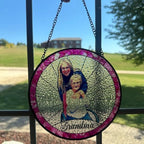 LOVELYPOD Stained Glass Custom Photo Suncatcher Couple Gift, Wedding Anniversary, Couple Potrait Window Decor Gifts for Husband Wife, Grandparents Gifts, Christmas Ornament for Family