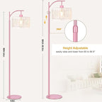 Pink Floor Lamp for Living Room,Bedroom,Gold Dimmable Standing Lamp with Remote,Mid Century Modern Brass Tall Lamp Boho Floor Lamps Arc Stained Glass Flower Floor Light Lamp Girls kids Bohemian